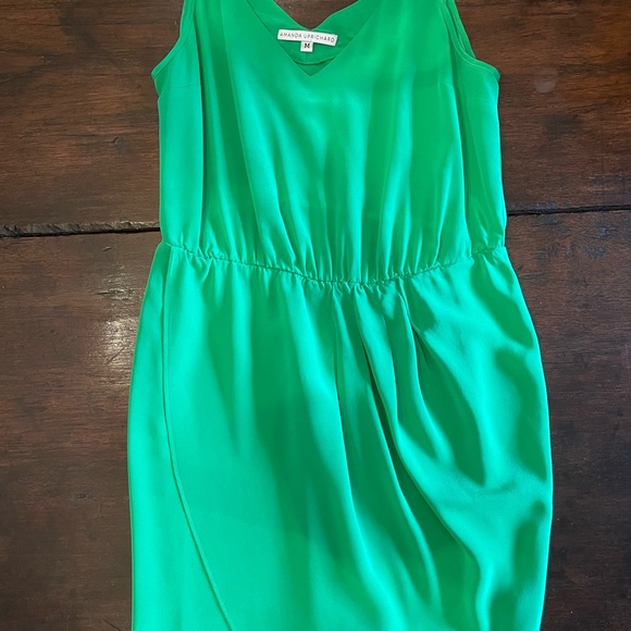 EUC Amanda Uprichard Green silk dress size medium - Picture 2 of 5